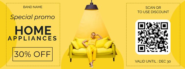 Household Appliance and Furniture Yellow Coupon tervezősablon
