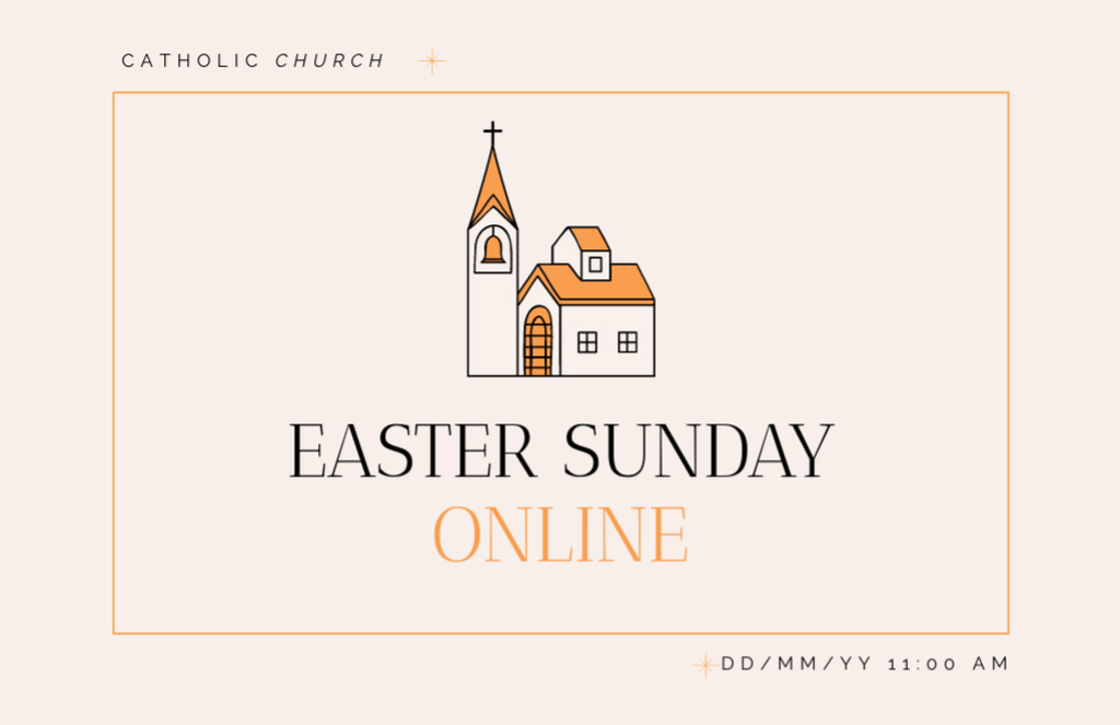Easter Sunday Event Online Flyer 5.5x8.5in Horizontal Design Template
