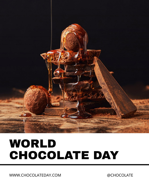 World Chocolate Day Announcement with Caramel Poster 16x20in Design Template