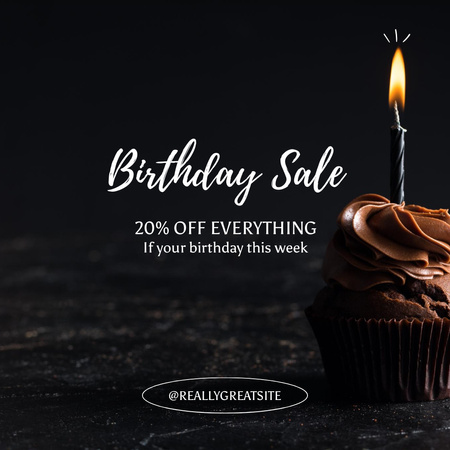 Birthday Sale Ad with Cupcake Instagram Design Template