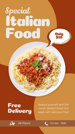 Italian Spaghetti Special Offer Instagram Story Tasarım Şablonu