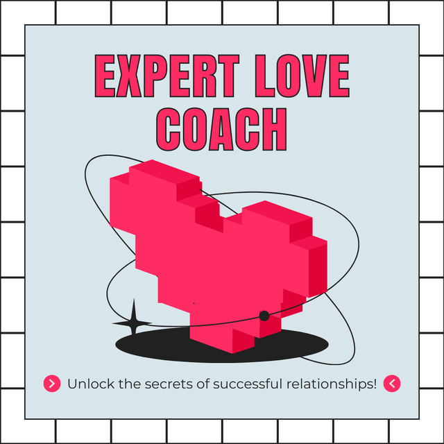 Services of Expert Love Coach with Pink Heart Instagramデザインテンプレート