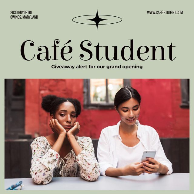 Ontwerpsjabloon van Instagram van Student Cafe Opening