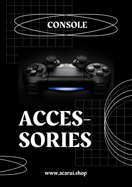 Gaming Gear Ad with Console Poster Modelo de Design
