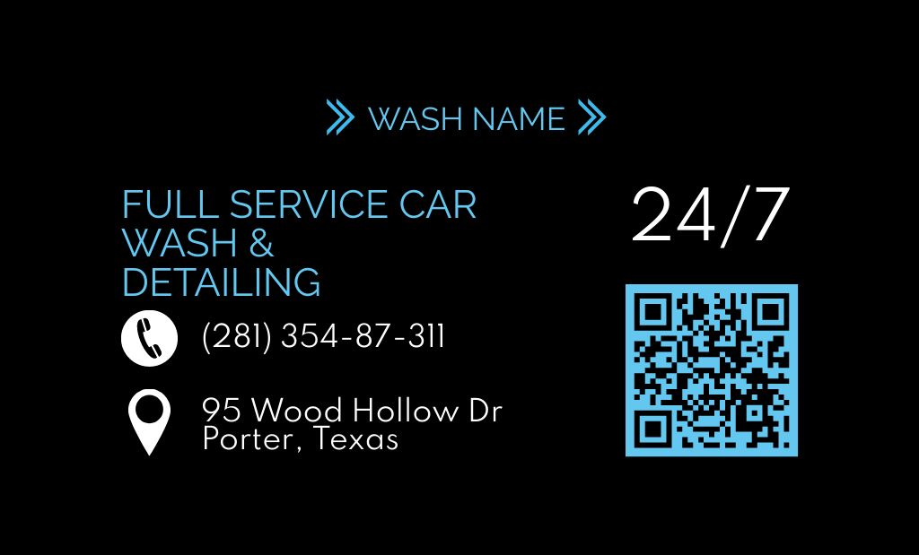 Car Wash and Other Services Offer on Black Business Card 91x55mm tervezősablon