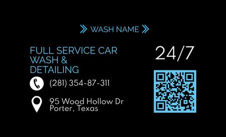 Car Wash and Other Services Offer on Black Business Card 91x55mm tervezősablon