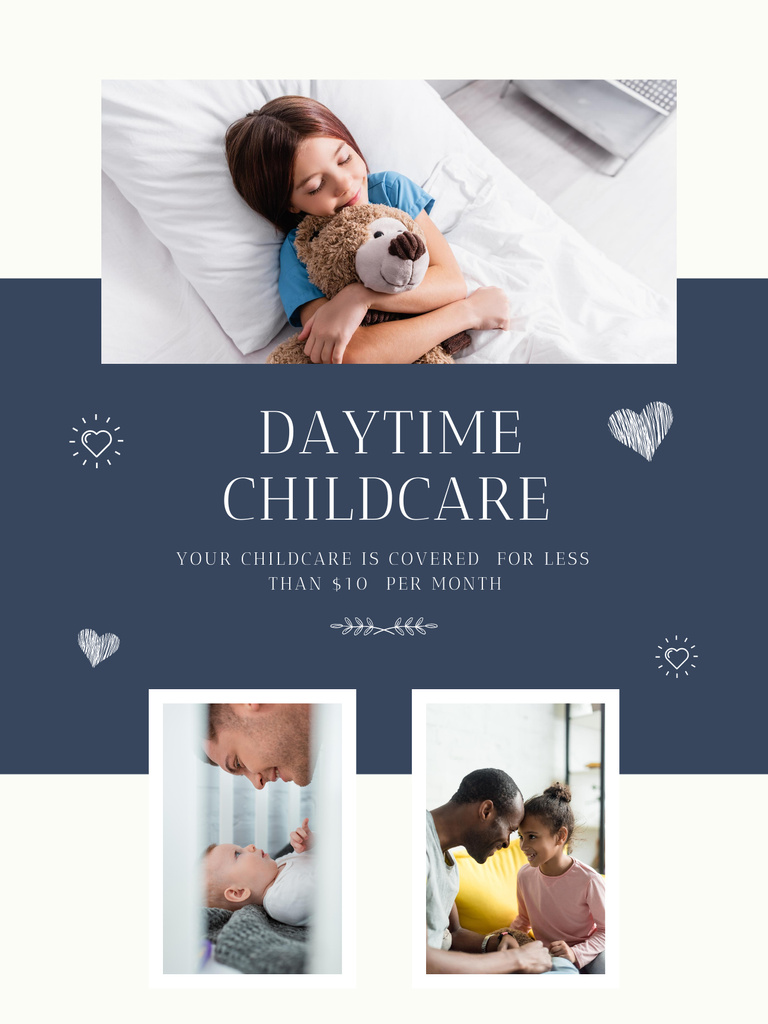 Daytime Childcare Offer with Sleeping Girl Poster US Design Template