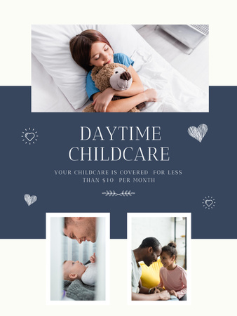 Daytime Childcare Offer with Sleeping Girl Poster US Πρότυπο σχεδίασης