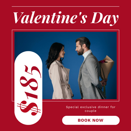 Offer Special Exclusive Price Dinner For Lovers On Valentine's Day Instagram AD Design Template