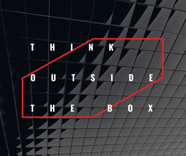 Think outside the box Quote on black tiles Facebook Modelo de Design
