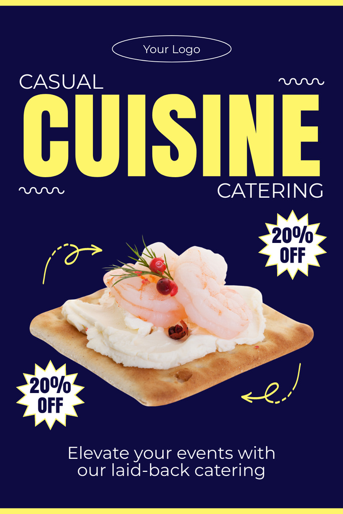 Ontwerpsjabloon van Pinterest van Catering with Casual Cuisine Services Offer