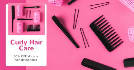 Hairdressing Tools Sale in Pink Facebook AD Design Template