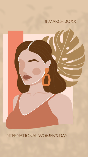 Illustration of Woman and Leaf on Women's Day Instagram Story – шаблон для дизайну