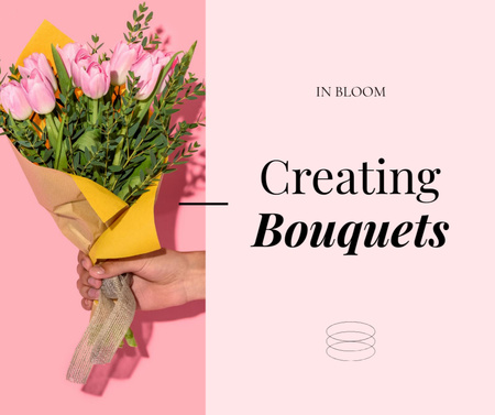 Florist Services Offer with Woman holding bouquet Facebook Tasarım Şablonu