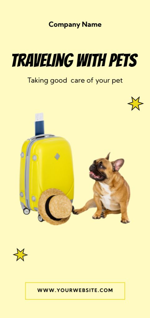 Pet-Approved Travel Guide with Cute French Bulldog And Suitcase Flyer DIN Large Design Template