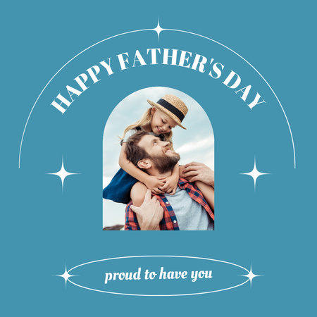 Happy Father's Day Greeting Card with Daughter and Dad Instagram Design Template