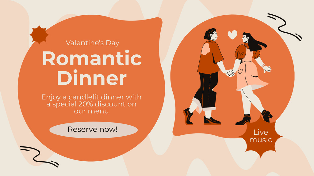Ontwerpsjabloon van FB event cover van Valentine's Discounts For Dinner For Two With Reservation