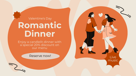 Modèle de visuel Réductions Saint-Valentin pour un dîner pour deux avec réservation - FB event cover