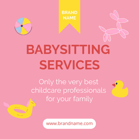 Babysitting Service Offer with Toys for Kids Instagram Design Template