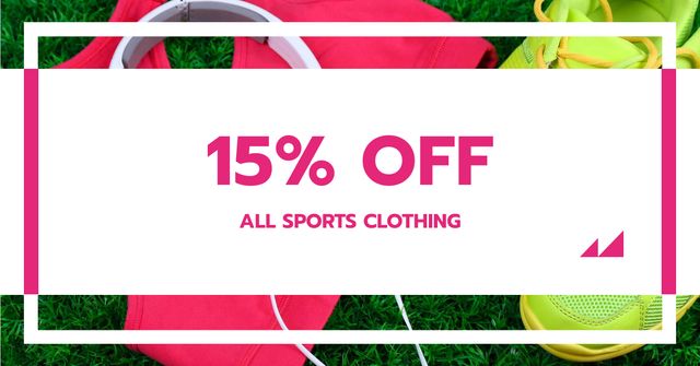 Sports Clothing Offer with Shoes and Headphones Facebook AD Šablona návrhu
