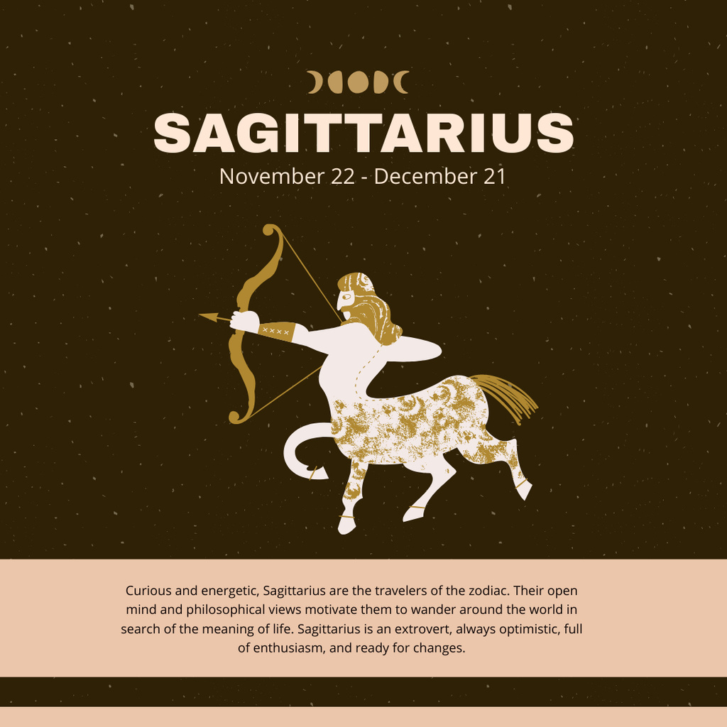 Ontwerpsjabloon van Instagram van Sagittarius Zodiac Sign in Beige and Brown