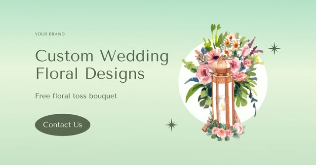 Custom Flower Design Services with Beautiful Decor Facebook AD – шаблон для дизайну