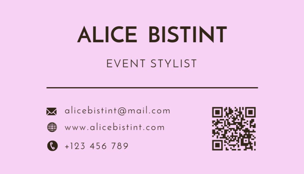Event Stylist Ad with Bottle of Red Wine and Roses on Purple Business Card US – шаблон для дизайну