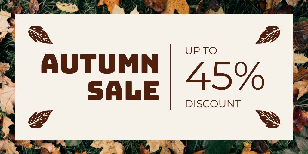 Ontwerpsjabloon van Twitter van Autumn Sale Announcement with Dry Leaves