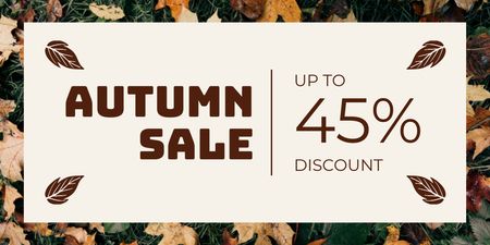 Autumn Sale Announcement with Dry Leaves Twitter Design Template