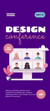 Men and Women on Online Design Conference Flyer 3.75x8.25in Design Template