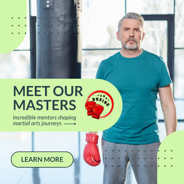 Introducing Masters Of Martial Arts During Training Animated Post Design Template
