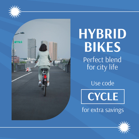 Hybrid Bicycles With Promo Code Offer Animated Post Design Template