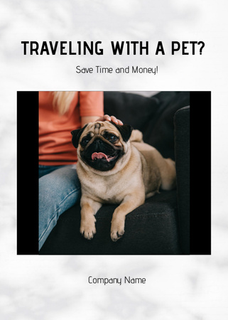Pet Travel Guide with Cute French Bulldog near Owner Flayer Design Template
