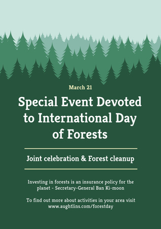 International Day of Forests Event Announcement in Green Poster Design Template