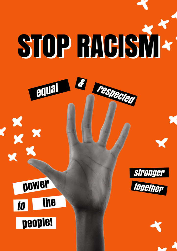 Protest against Racism with Fist Poster Design Template