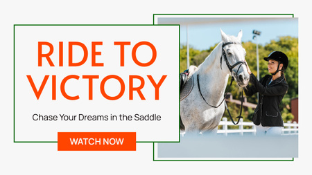 Young Rider with Her Thoroughbred Horse Youtube Thumbnail Design Template