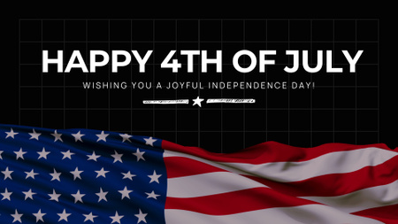 Plantilla de diseño de feliz día de independencia con bandera americana Full HD video 