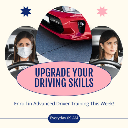 Leveling Up Driving Skills At Driving School Instagram AD Design Template