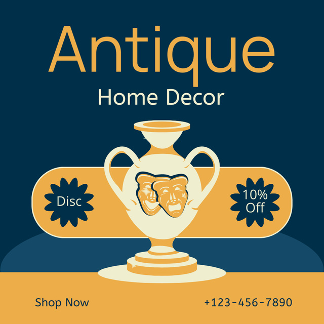 Plantilla de diseño de Rare Vase With Discount Offer As Decor In Antiques Store Instagram AD 