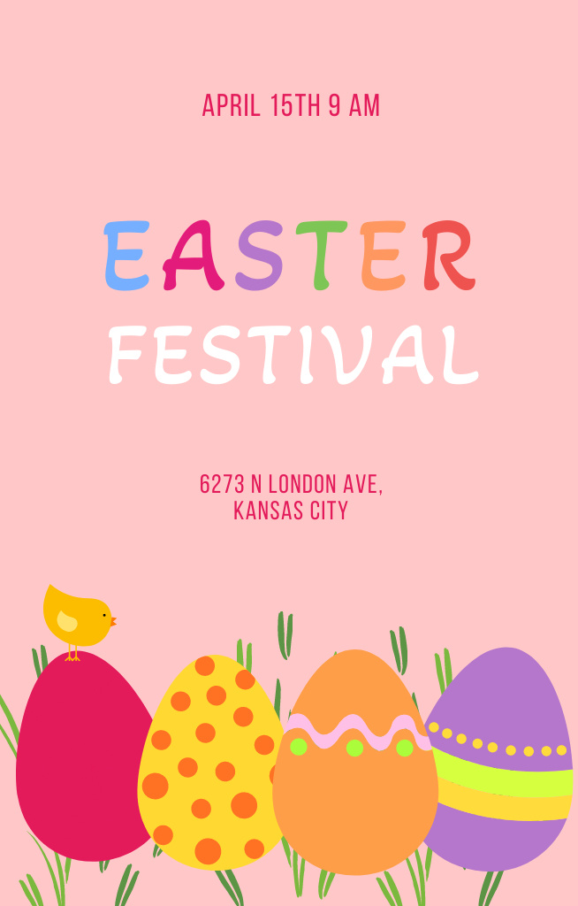 Template di design Colorful Holiday Easter Fest Announcement With Eggs Invitation 4.6x7.2in