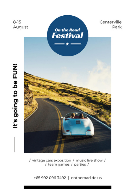 Travel Inspiration with People in Car on Road Invitation Modelo de Design