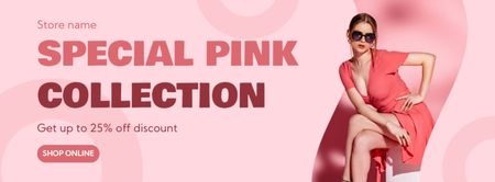 Plantilla de diseño de Ropa de la colección Pink con oferta de venta de vestidos Facebook cover 