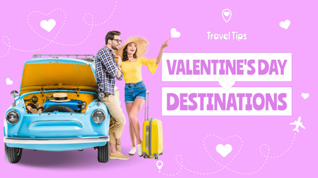 Traveling Couple in Love on Valentine's Day Youtube Thumbnail Design Template