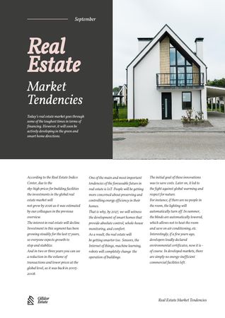 Real Estate Market Tendencies with Modern House Newsletter Πρότυπο σχεδίασης