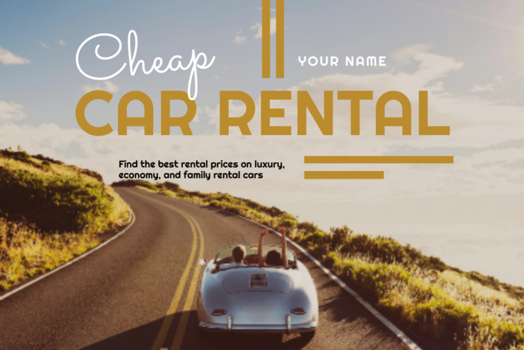 Car Rent Offer with Beautiful Road and Landscape Flyer 4x6in Horizontal Design Template