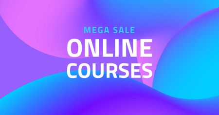 Plantilla de diseño de oferta de cursos en línea sobre gradiente púrpura Facebook AD 