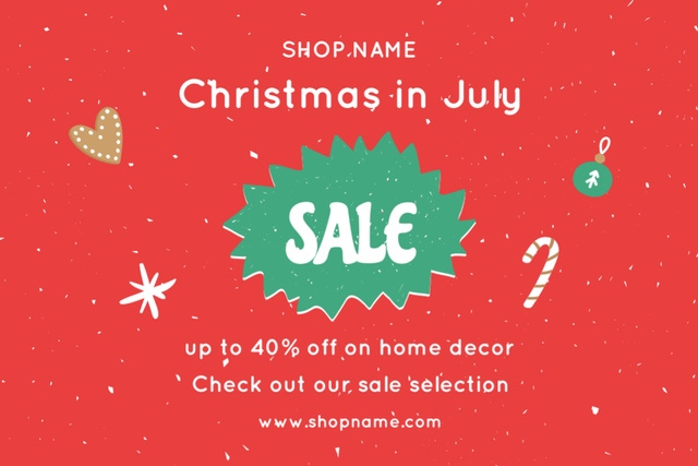 Template di design Alluring July Christmas Items Sale Announcement Flyer 4x6in Horizontal