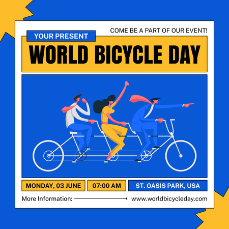 Dünya Bisiklet Günü'nde yarış Instagram Tasarım Şablonu