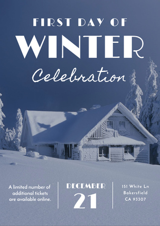 Designvorlage First Day of Winter Celebration in Snowy Forest für Flyer A4