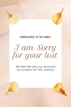 I am Sorry for your Lost Postcard 4x6in Vertical Design Template